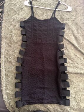 Black Strappy Side Cutout Bodycon Dress